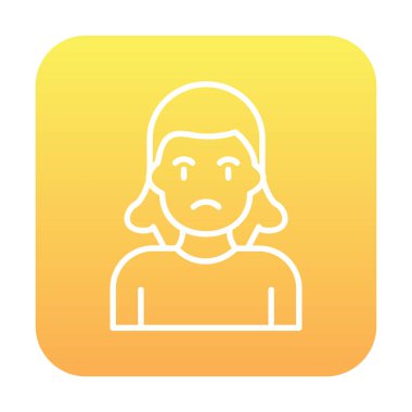 Üzgün kadın web simgesi basit vektör illüstrasyonu