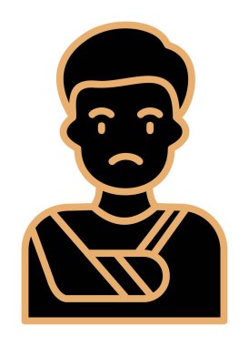 Kırık el çizgisi ikonu olan adam, zayiat konsepti  