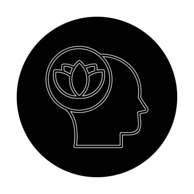 baş ve nilüfer çiçeği simgesi, vektör illüstrasyonu basit tasarım
