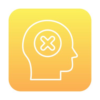 Çapraz işaretli insan kafası, güvensiz kişi, vektör illüstrasyonu