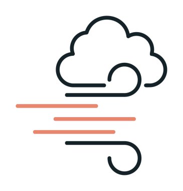 Bulutlu rüzgar simgesi, vektör illüstrasyonu 