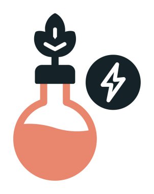 Test tüpünde bitki ve enerji sembolü olan bilim konsepti  