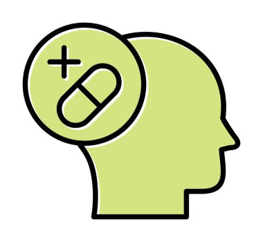 Tıbbi ve sağlık ikonu, vektör illüstrasyon. Ruh Sağlığı Konsepti                                    