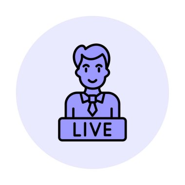 Basit Canlı Haber simgesi, vektör illüstrasyonu