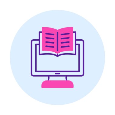 E-kitap ve bilgisayar ekran simgesi, vektör illüstrasyonu 