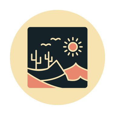 Çöl manzarası ikonu vektör illüstrasyon tasarımı
