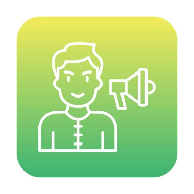 Gençler megafonla, vektör illüstrasyonuyla protesto ediyor  