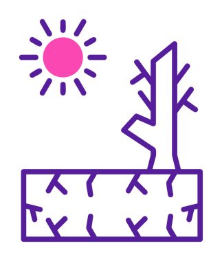 Kuraklık zeminli bir ağacın vektör düzlüğü simgesi 