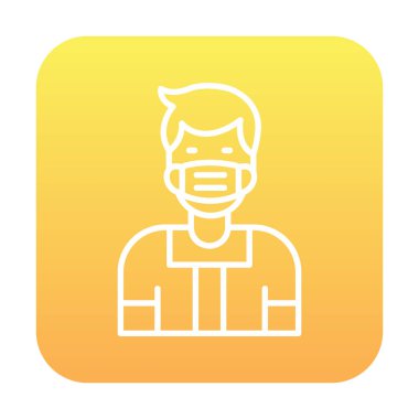 Tıbbi maske vektör tasarımlı genç adam.