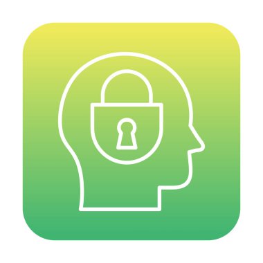 Erkekler kafasında kilit, yaratıcı vektör simgesi olan güvenlik kavramı