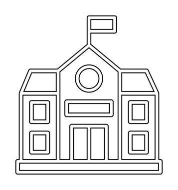 Okul binası simgesi, vektör illüstrasyonu