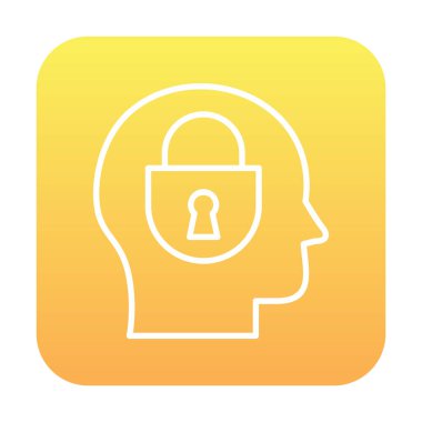 Erkekler kafasında kilit, yaratıcı vektör simgesi olan güvenlik kavramı