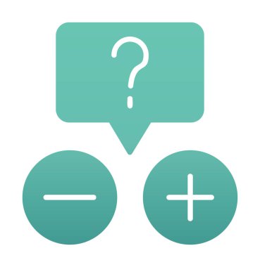 soru işareti ve cevap seçimi düz simge, vektör, illüstrasyon, bilgi, işaret ve imza