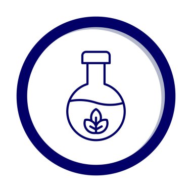 Yaprak ikonu resimli vektör matarası. Kimya konsepti              