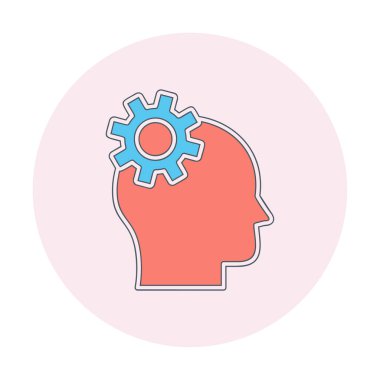 Düşünen baş simgesi, vektör çizimi basit tasarım