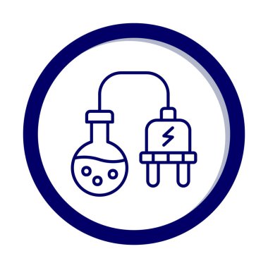 Elektrik prizli laboratuvar şişesi, vektör illüstrasyonu basit tasarım