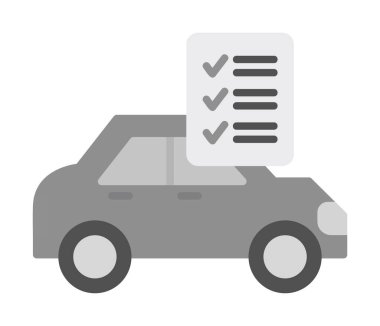 Araç kontrol listesi simgesi, araba bakım vektörü illüstrasyonu 