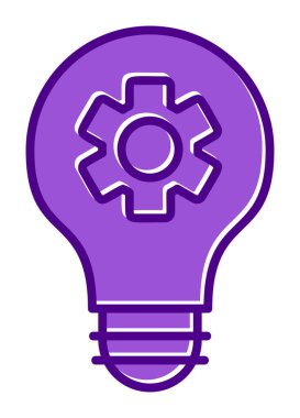 Simge içinde dişli ampul, vektör illüstrasyonu