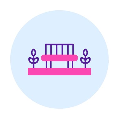 Park bankının ikonu. Düz renk tasarımı. vektör illüstrasyonu