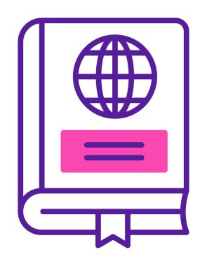 Coğrafya Kitabı web simgesi, vektör illüstrasyonu 