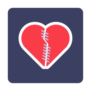 dikişli kalp, vektör çizimi