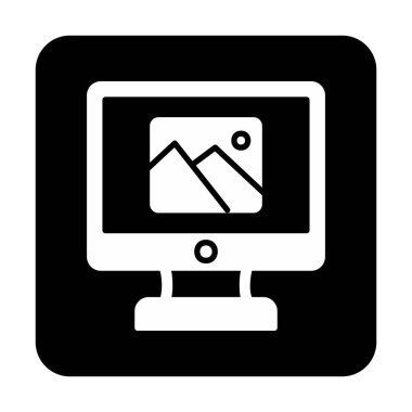 Comoputer galeri simgesi, vektör illüstrasyonu