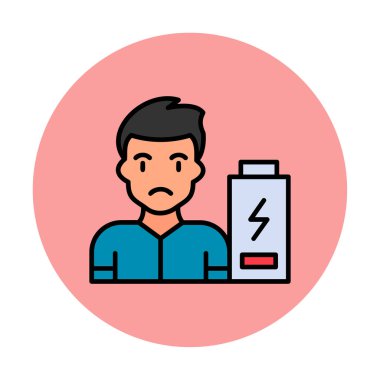 Enerji bataryası olmayan bir adamın vektör çizimi 