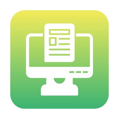 Yazı simgesi, vektör illüstrasyonlu bilgisayar ekranı