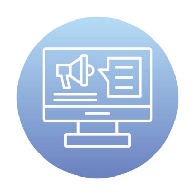 bilgisayar monitörü ve megafon, Dijital Kampanya konsept vektörü