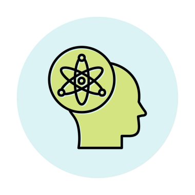 Atom, bilim simgesi, vektör illüstrasyon tasarımı olan insan kafası                                   