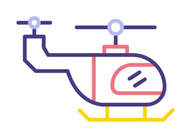 Helikopter düz simgesi, vektör çizim 