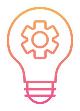 Simge içinde dişli ampul, vektör illüstrasyonu