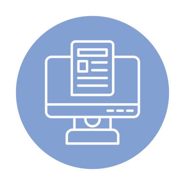 Yazı simgesi, vektör illüstrasyonlu bilgisayar ekranı