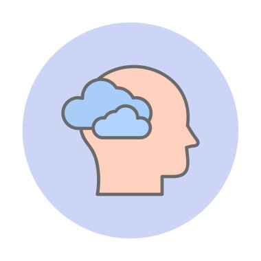 Bulut simgesi olan beyin, vektör illüstrasyonu