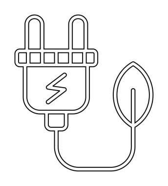 elektrik prizi, Yeşil Enerji simgesi, taslak illüstrasyon                  