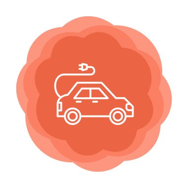 Elektrikli araba ikonu. Elektrikli otomobil ve şarj sembolü. Çevre dostu elektro araç konsepti. Vektör illüstrasyonu 