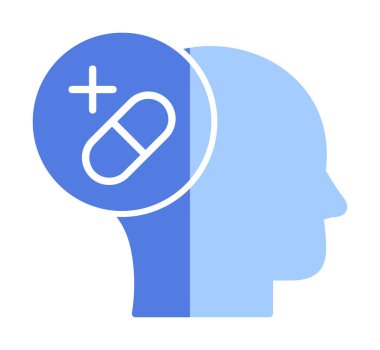 Tıbbi ve sağlık ikonu, vektör illüstrasyon. Ruh Sağlığı Konsepti                                    