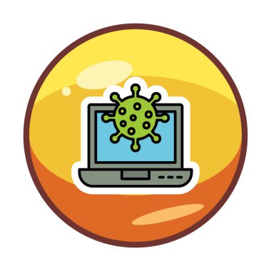 Kalkan virüs simgesine sahip dizüstü bilgisayar, düz dizayn 