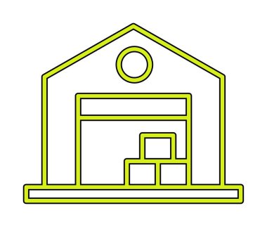 Kutu simgesi ve vektör illüstrasyonlu depo 