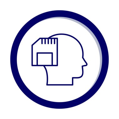 Hafıza kartı simgesine sahip insan kafası, vektör illüstrasyonu