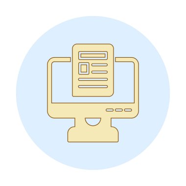 Yazı simgesi, vektör illüstrasyonlu bilgisayar ekranı