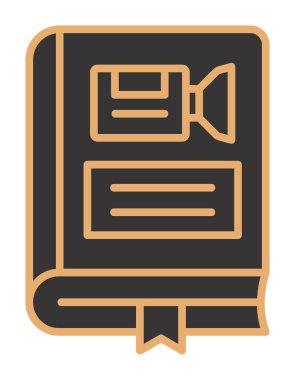 Kamera işaretli kitap simgesi, vektör illüstrasyonu basit tasarım