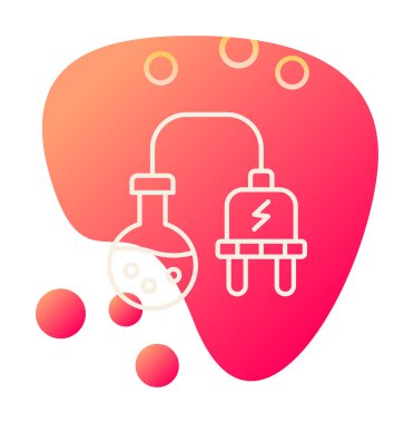 Elektrik prizli laboratuvar şişesi, vektör illüstrasyonu basit tasarım