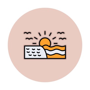 Deniz Ağı simgesinde gün doğumu, vektör illüstrasyonu 