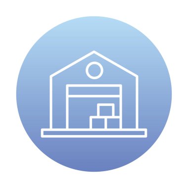 Kutu simgesi ve vektör illüstrasyonlu depo 