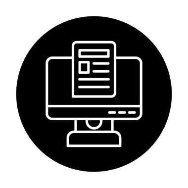 Yazı simgesi, vektör illüstrasyonlu bilgisayar ekranı