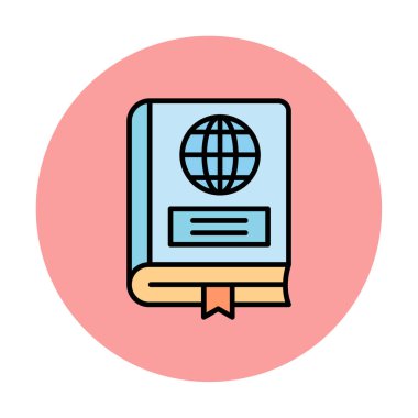 Coğrafya Kitabı web simgesi, vektör illüstrasyonu 