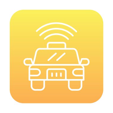 Akıllı araba düz ikonu. Otomobil kontrolüne uzaktan erişim. Nesnelerin İnterneti. Vektör illüstrasyonu 