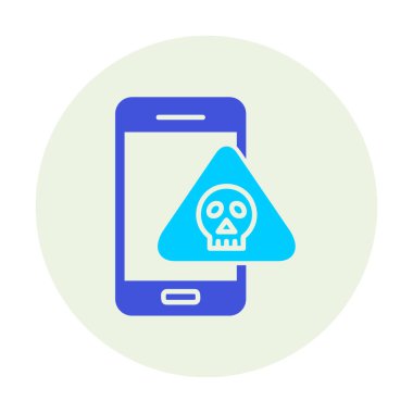 akıllı telefon ve kafatası simgesi tasarımı, tehlike ve uyarı teması, vektör illüstrasyonu