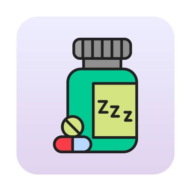 Uyku Hapları Şişesinin vektör çizimi 